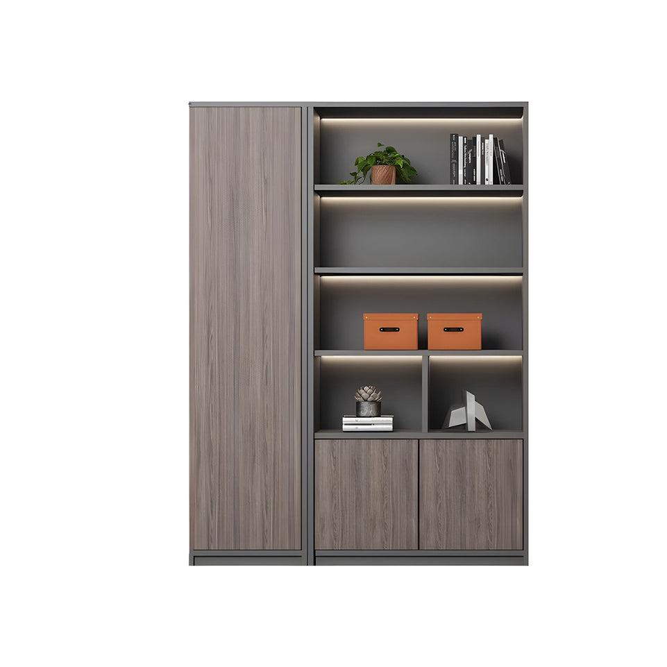 Contemporary Executive Spacious Wooden Office File Cabinet with Hidden Storage and Press-to-Open Doors WJG-2179