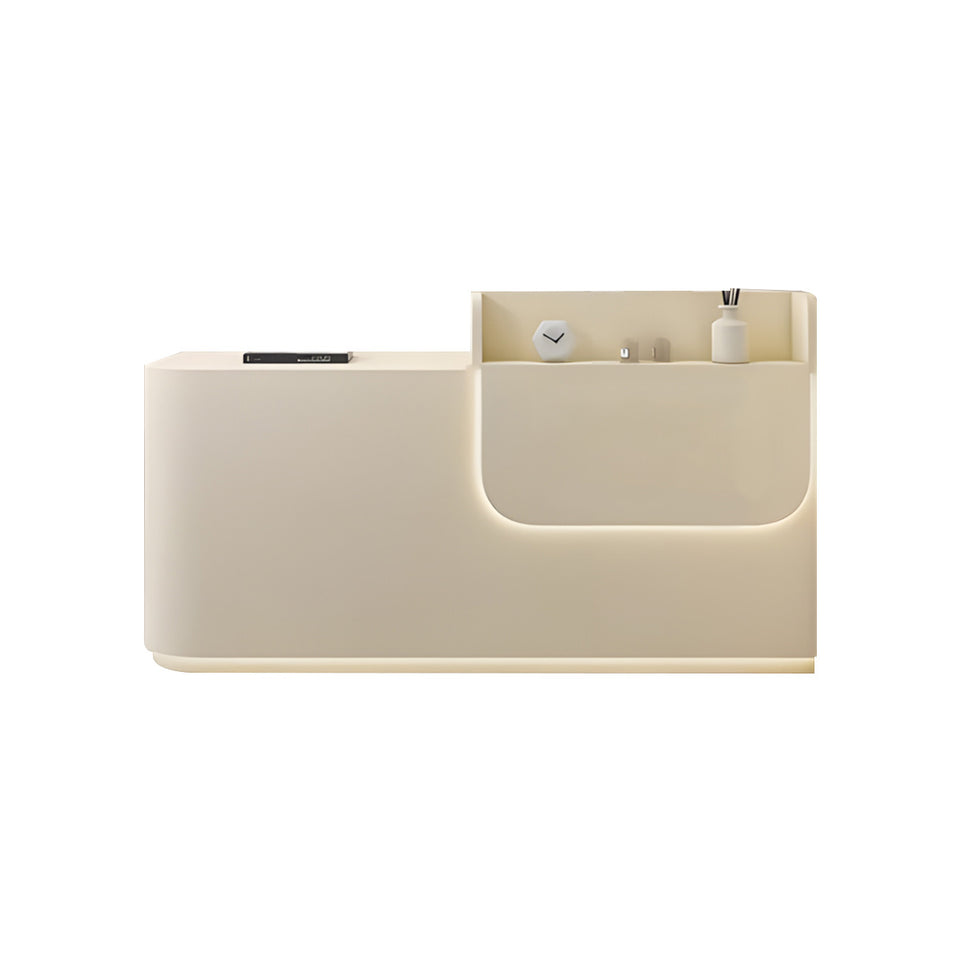 Elegant Stylish Reception Desk with LED Lighting and Ample Storage for Clothing Stores, Beauty Salons, and Small Offices JDT-2353