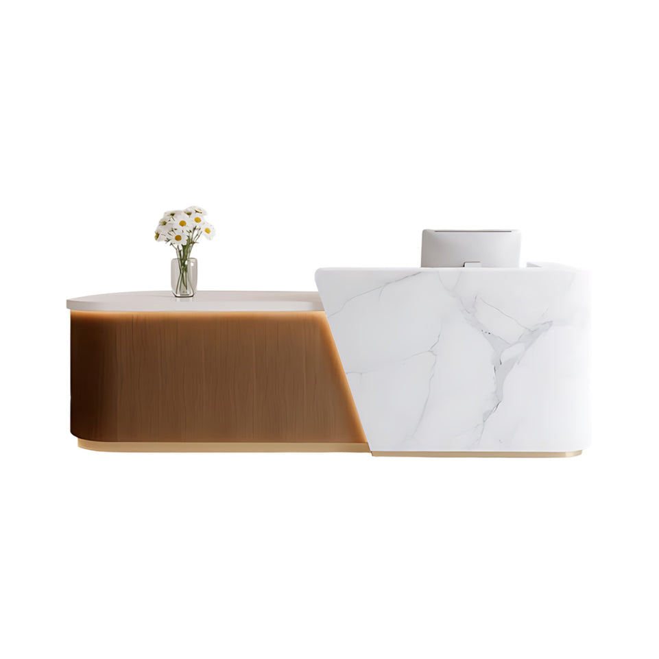Elegant Reception Desk with LED Lighting & Spacious Storage for Offices & Salons JDT-2356