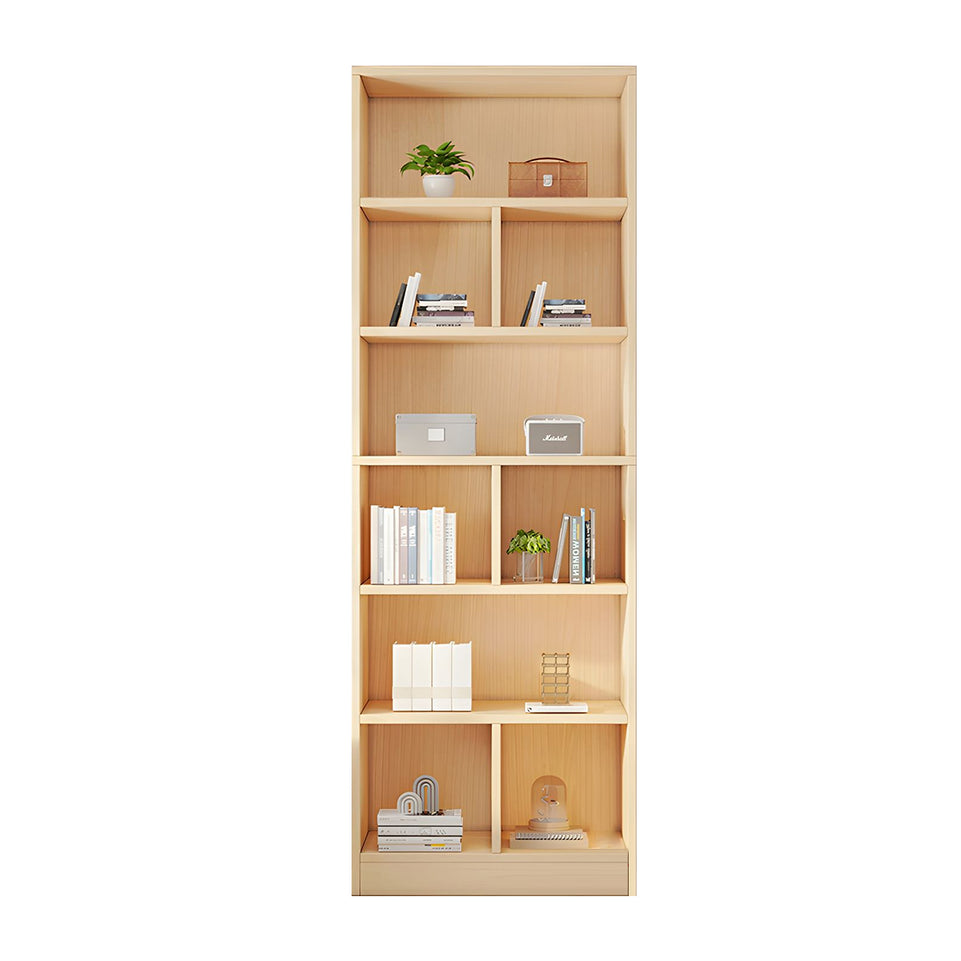 Spacious Floor-to-Ceiling Solid Wood Bookcase with Adjustable Shelves, Eco-Friendly Wood Cabinet for Home or Office CWG-2177