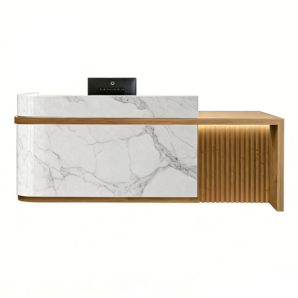 Curved Reception Desk 47-157 in Wide with Transaction Counter for Salon