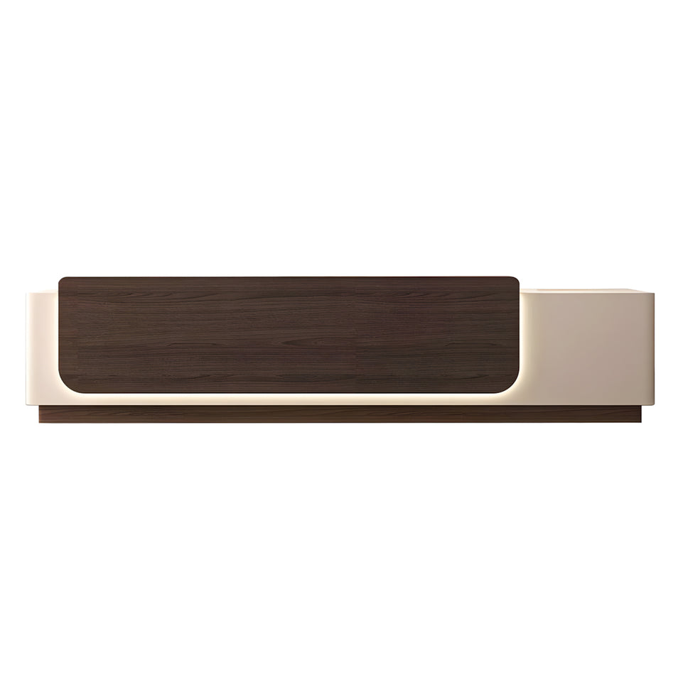 Retail Reception Desk 63-157 in Wide with File Drawers, LED Lighting & Transaction Counter