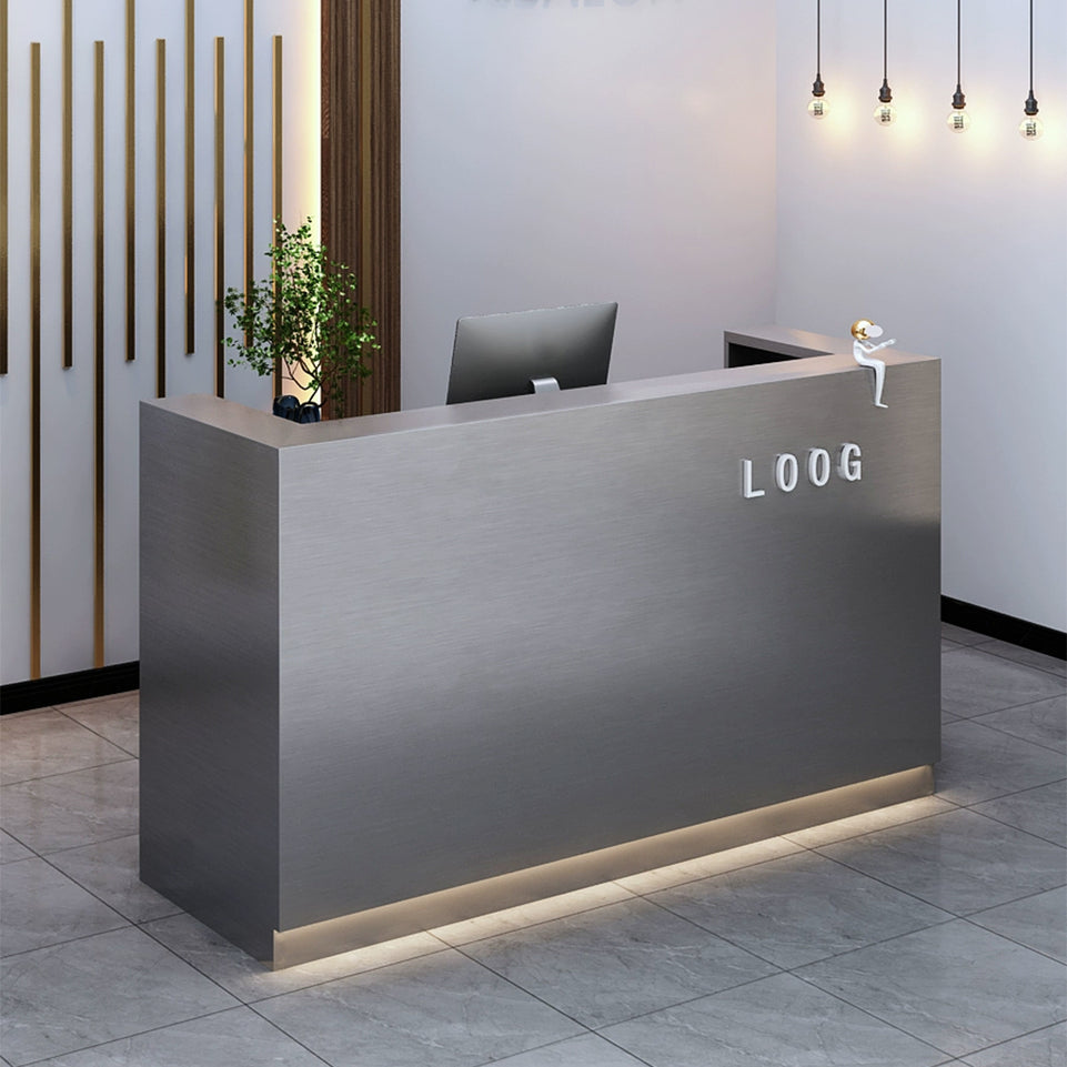 Innovative Reception Desk With Stainless Steel Design, Spacious Counter For Retail And Salon Use JDT-2008