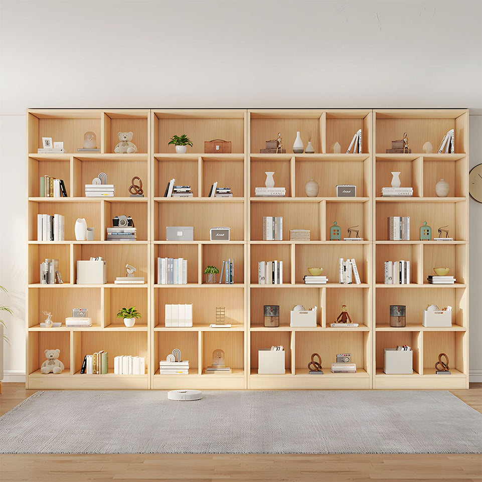 Spacious Floor-to-Ceiling Solid Wood Bookcase with Adjustable Shelves, Eco-Friendly Wood Cabinet for Home or Office CWG-2177