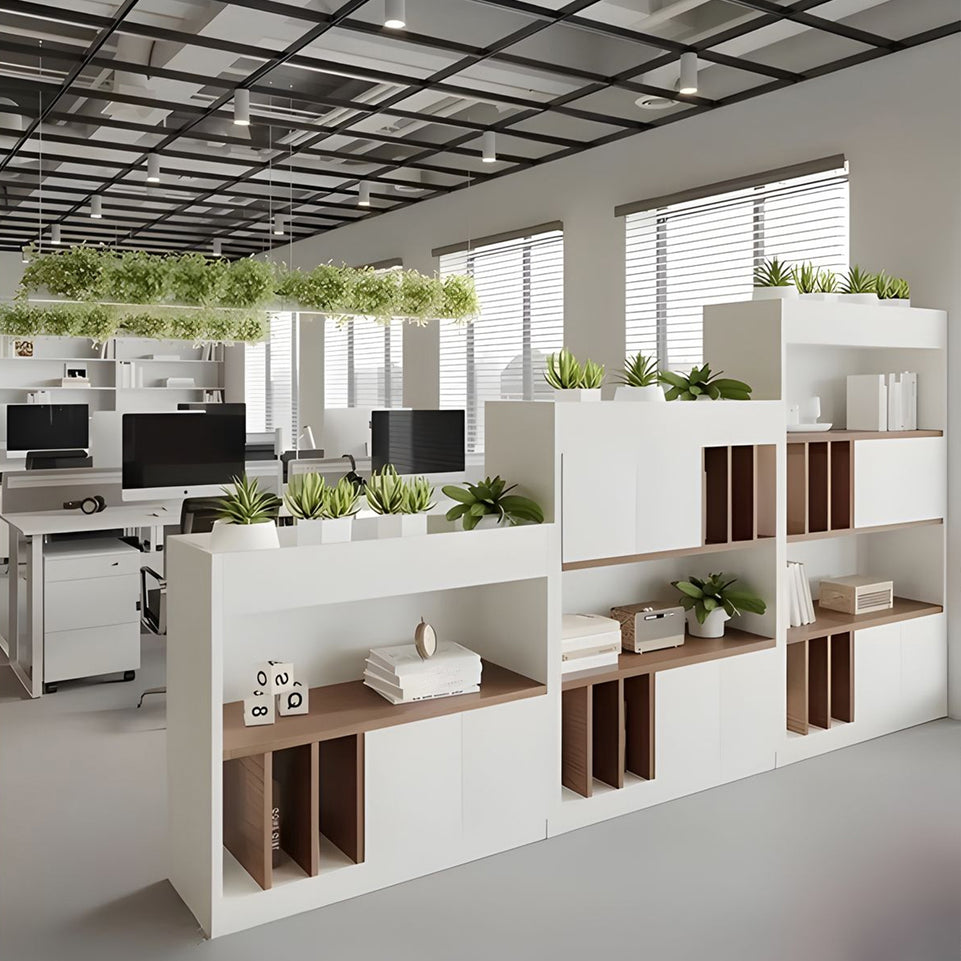 Modern Wooden Office Cabinet with File Storage and Multi-Functional Shelving for Workstations CWG-2172