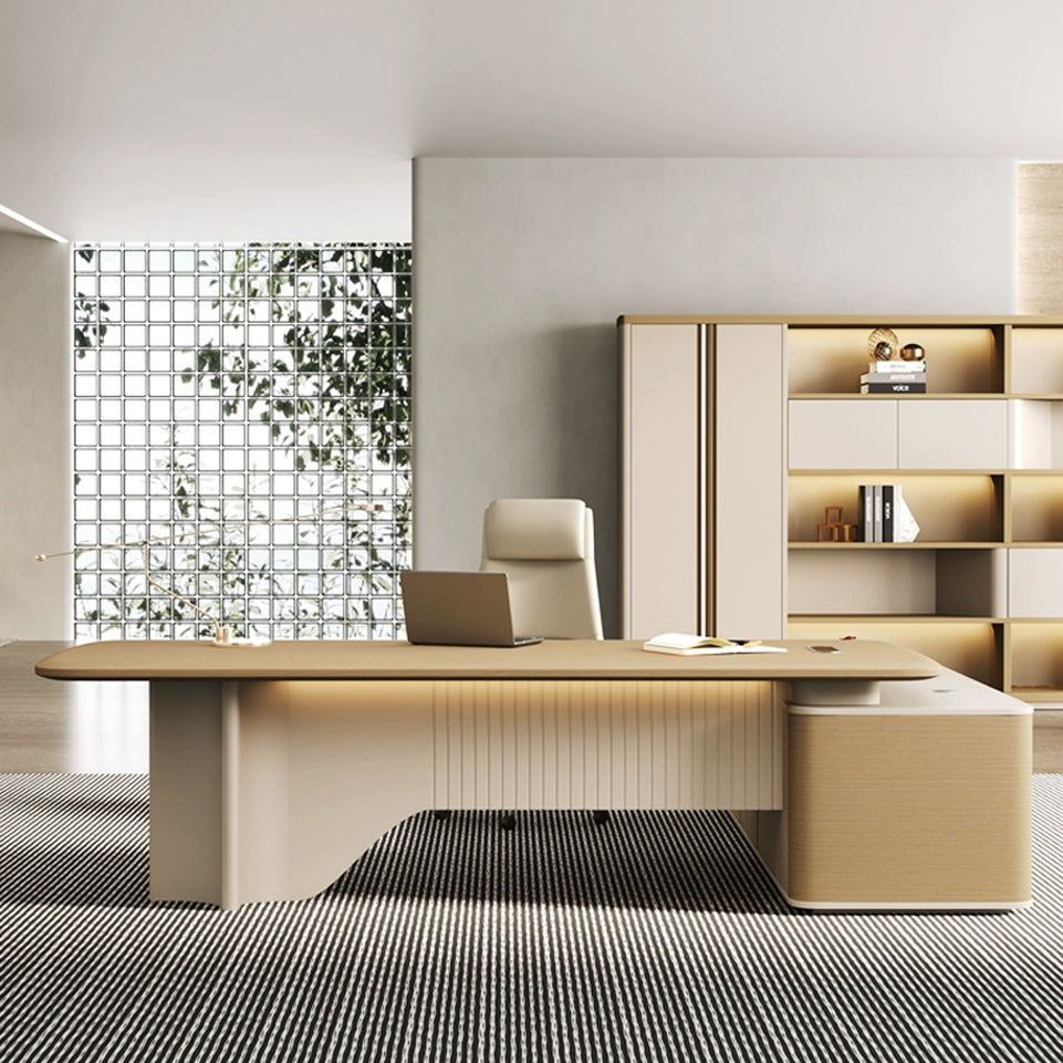 Luxury Minimalist Executive Desk With Creative Geometric Legs And Integrated Storage LBZ-2173