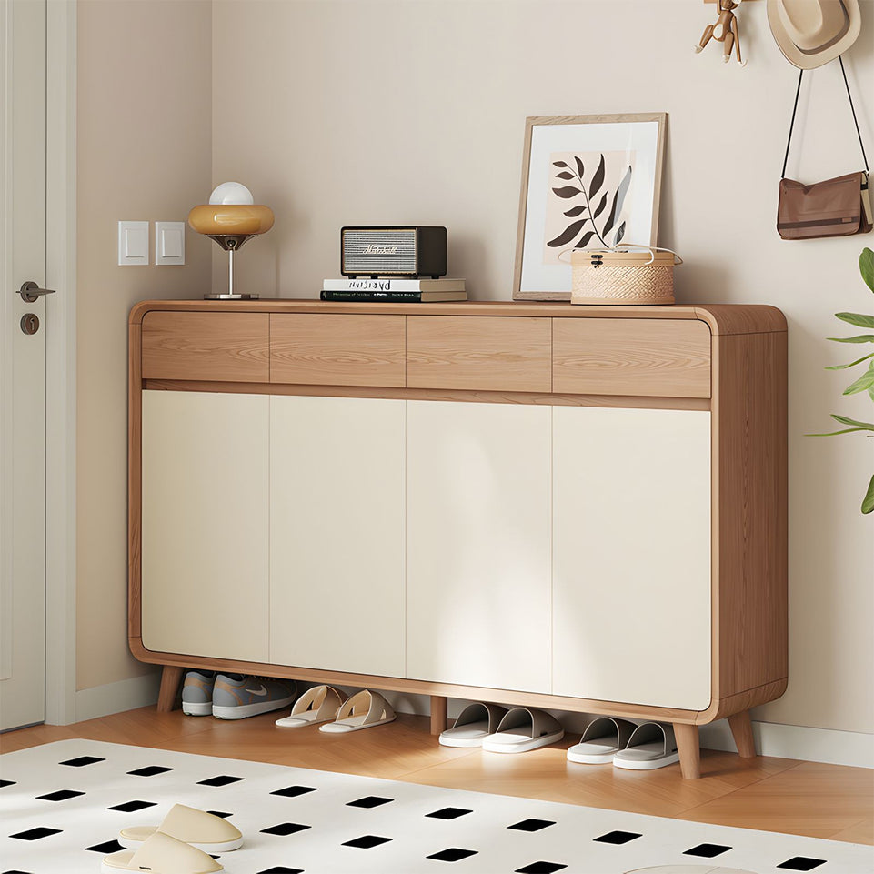 Spacious Solid Wood Entryway Shoe Cabinet With Adjustable Shelves For Home, Balcony And Modern Minimalist Interiors CWG-2161