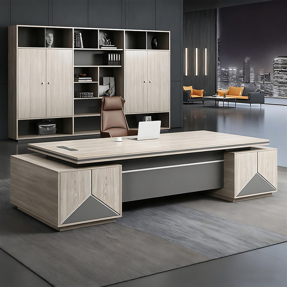 Luxury Double Cabinet Executive Office Desk and Modern Single Managerial Executive Desk Set with Chair LBZ-10140