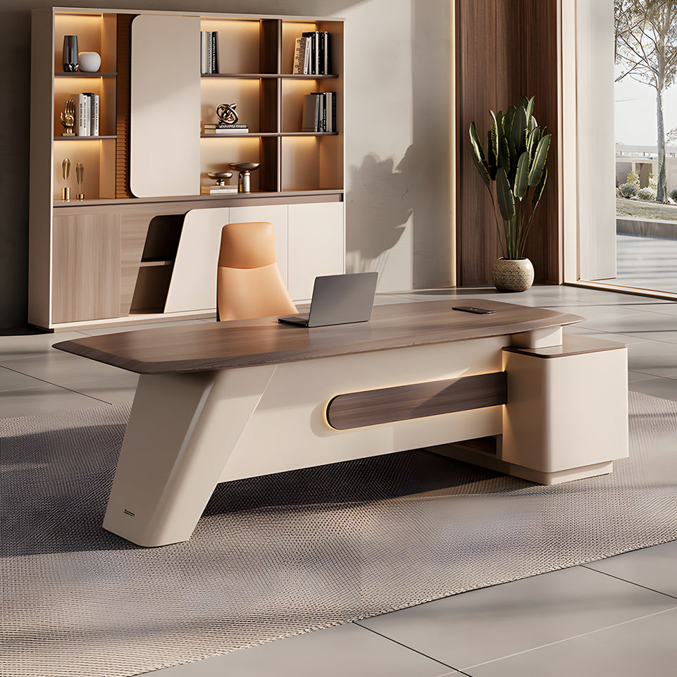 Stylish High-End Executive Desk with Hidden Wiring and Ample Storage for Leadership Offices LBZ-2309