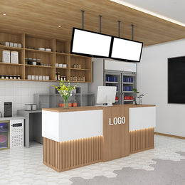 Fashionable Minimalist Wooden Bar Counter Reception Desk With Spacious Storage For Coffee Shops,Restaurants JDT-2243