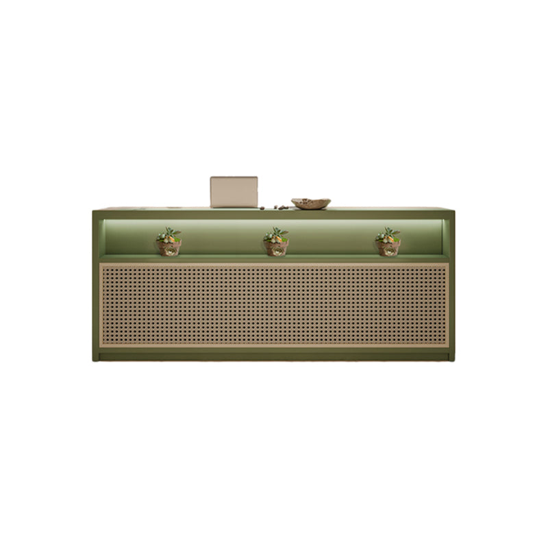 Rattan Front Desk with Display Window and Custom Logo for Reception JDT-10162