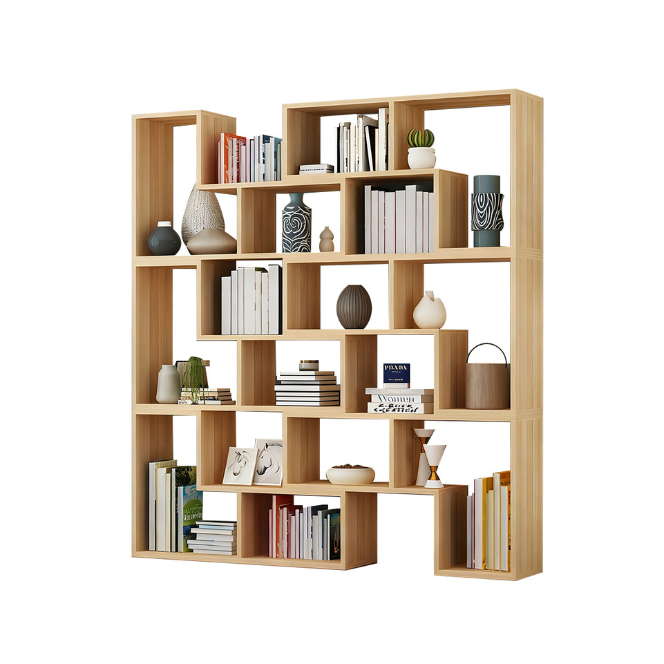 Corner Slim Wood Bookshelf for Bedroom or Living Room, Modern Minimalist Design with Creative Display Features CWG-2179