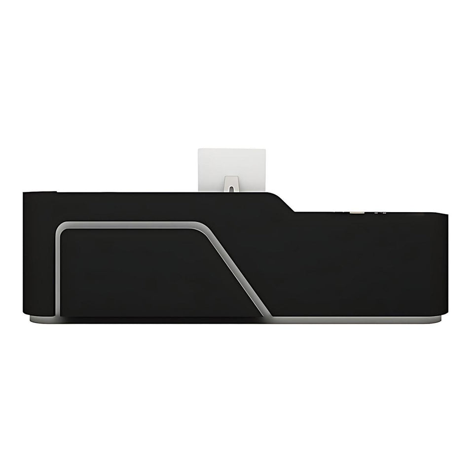 Corner Arc-Edge Straight Minimalist Reception Desk With Keyboard Tray, Cabinets, And Drawers For Hotels JDT-1074