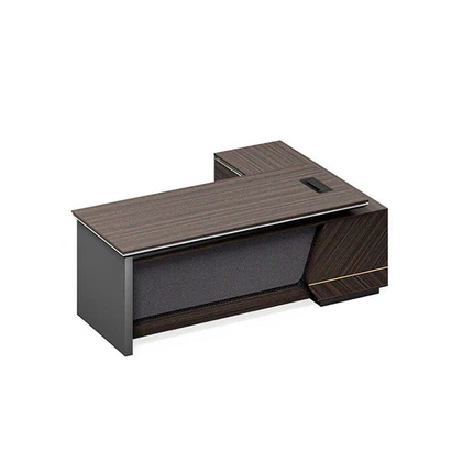 Luxury Walnut Color Executive Desk with Dial Lock Desk with Side Cabinet Customizable LBZ-1090