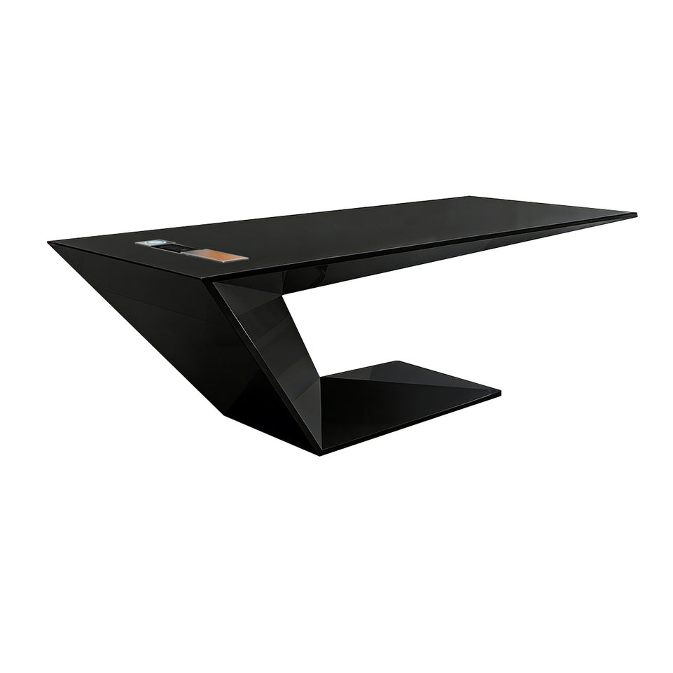 Modern Executive Desk with Built-In Outlets & Cable Management for Home Office