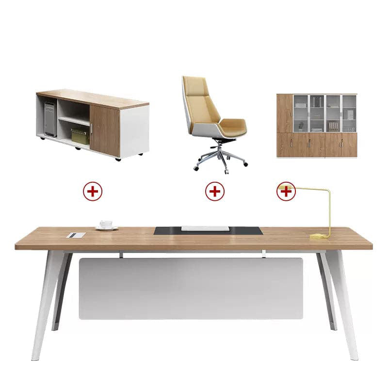 Executive Desk Office President Desk Work desk With Curtain Board with Cabinet Rounded Steel with Bicolor Lock LBZ-1061