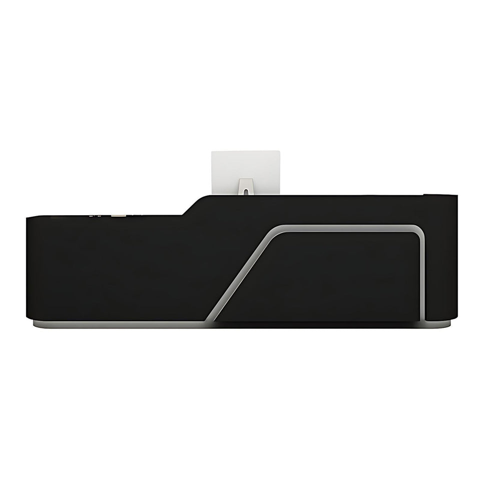 Corner Arc-Edge Straight Minimalist Reception Desk With Keyboard Tray, Cabinets, And Drawers For Hotels JDT-1074
