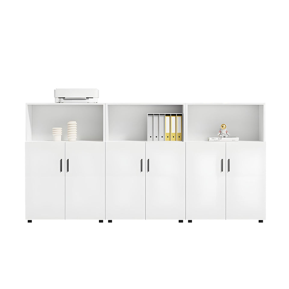 Modern Office Cabinet with Ample Storage, Wooden Floor-Standing Cabinet, Partitioned Storage, Quiet Hinges, and Sleek Aluminum Handles CWG-2174