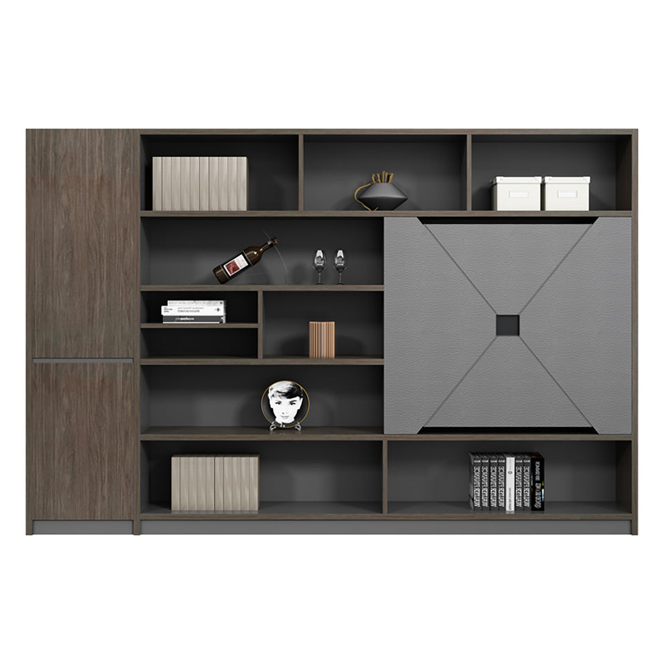 Stylish Ample-Sized Executive Desk Walnut Color L-Shape Corner Desk with Side Cabinet Wiring Box Customizable LBZ-1086