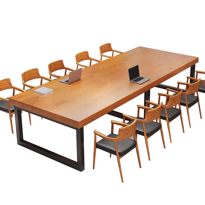 Executive Elegance Custom Made Solid Wood Conference Table With Reinforced Steel Legs For Office, Training, And Meeting Rooms HYZ-107