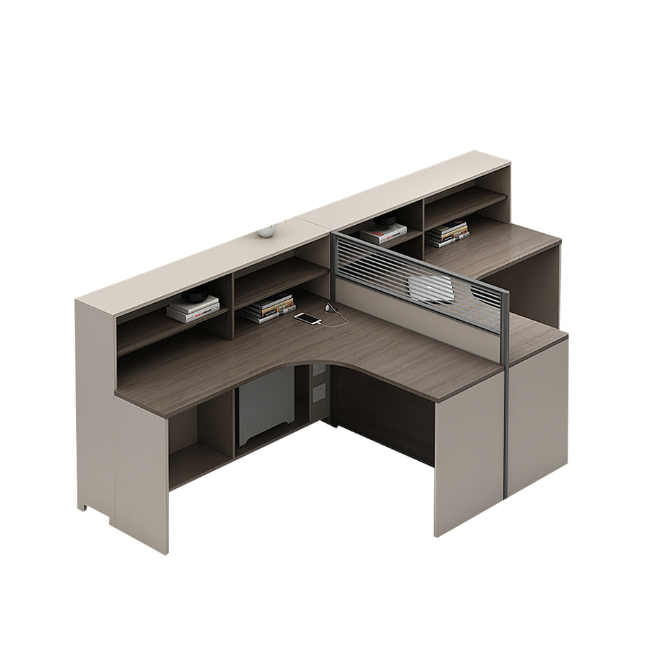 Modern L-Shaped Workstation Office Desk with Aluminum Partition BGZ-2013 (In Stock)