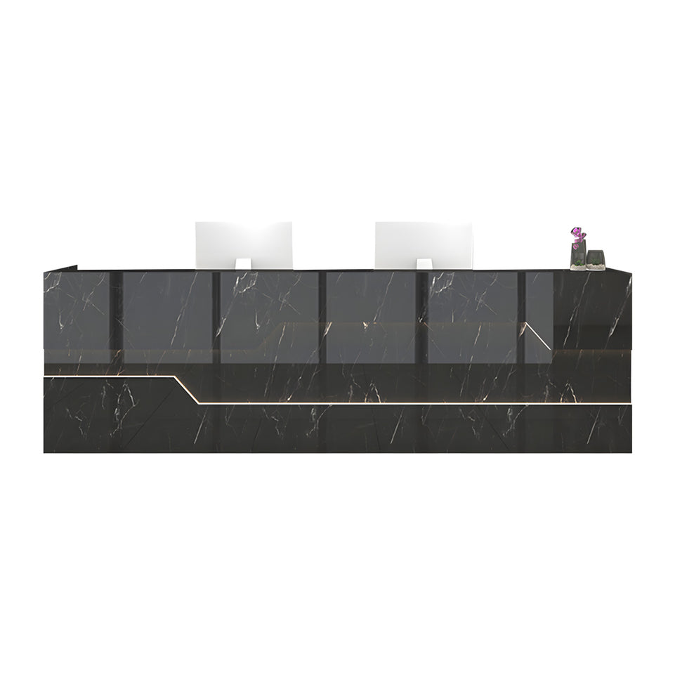 Hollow-Out Design Private Label Straight Front Desk with LED Lights and Cable Management for Offices JDT-10113
