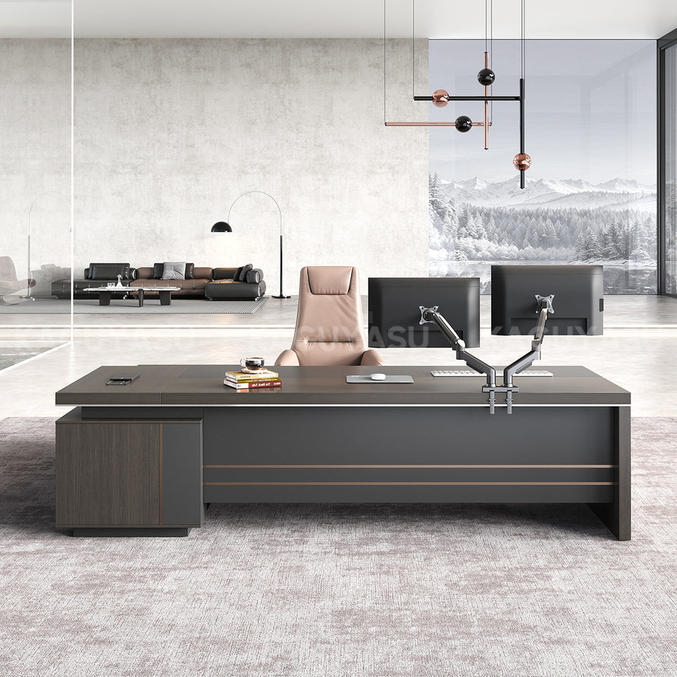 Contemporary Stylish L-Shaped Executive Desk with Side Storage Cabinet for Manager LBZ-605