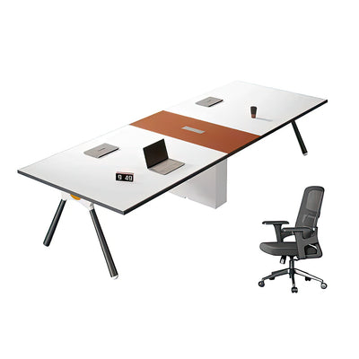 White Long conference table and chairs Set Company Office Furniture HYZ-106