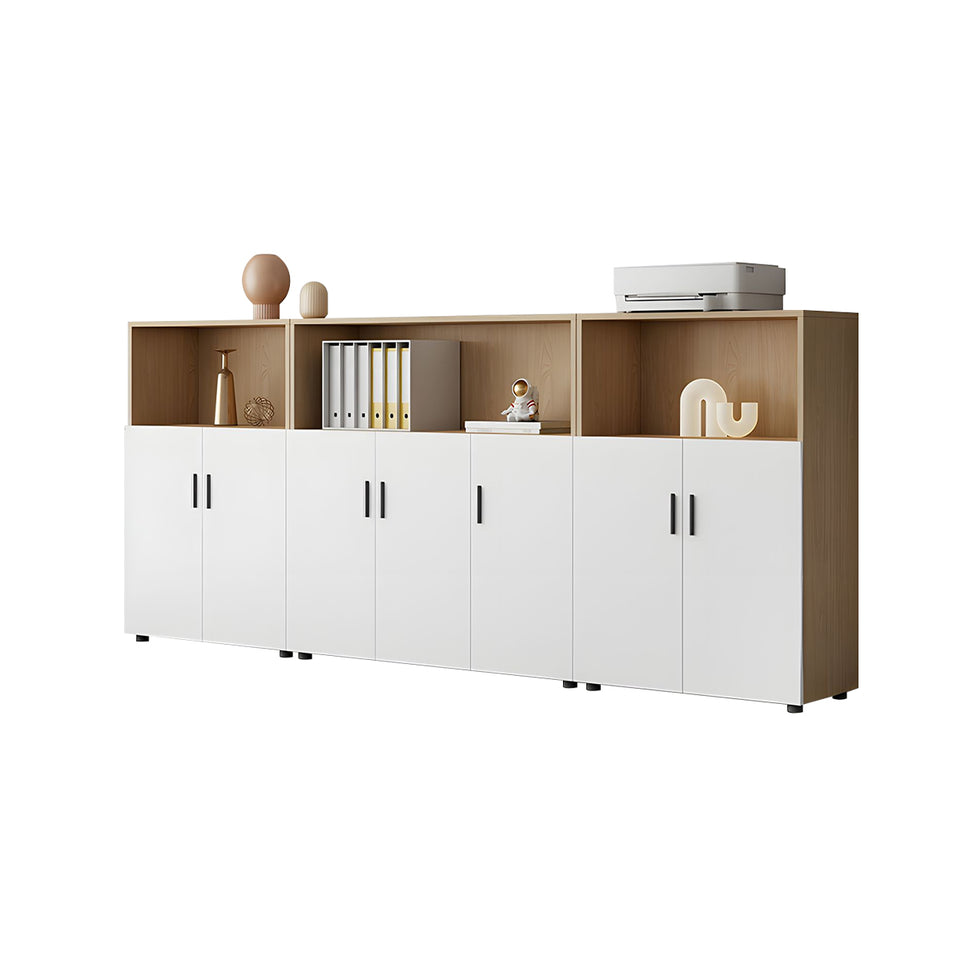 Modern Office Cabinet with Ample Storage, Wooden Floor-Standing Cabinet, Partitioned Storage, Quiet Hinges, and Sleek Aluminum Handles CWG-2174