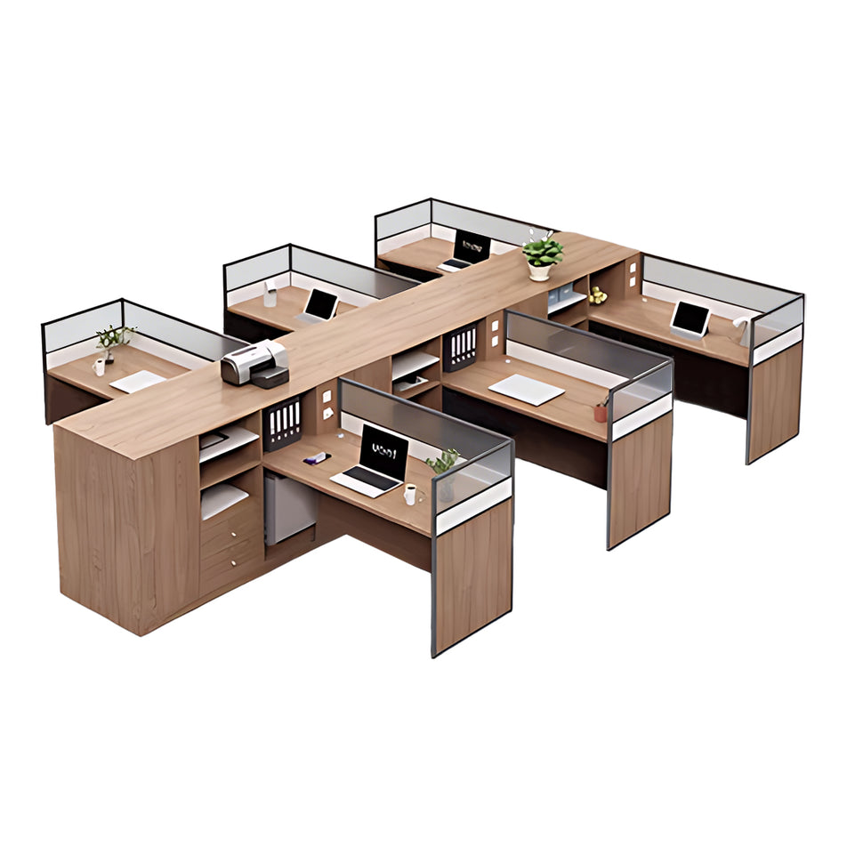 Modern Office Desk with Cable Management, Lockable & File Drawers for Home Office