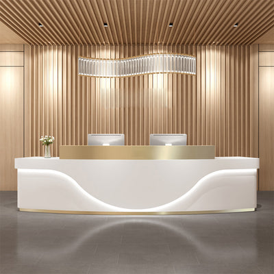 Stylish Curved Stainless Steel Reception Desk Suitable for Various Shops and Corporate Reception Areas JDT-1033