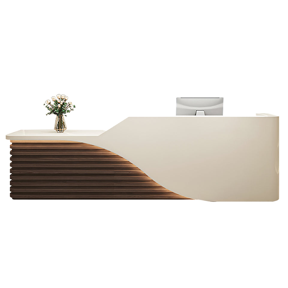 Modern Salon Reception Desk with Wood Grain Lattice Slat JDT-2144