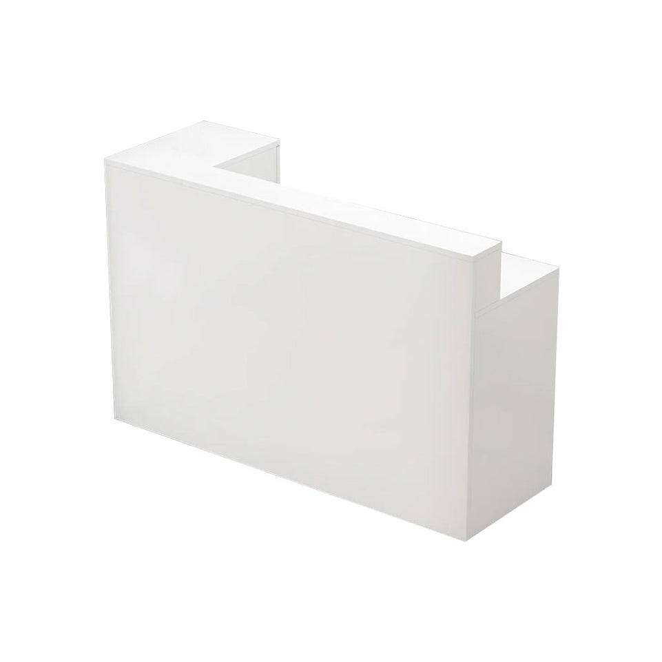 L-Shaped Corner Straight Compact Reception Desk with Keyboard Tray and Drawer for Stores and Salons JDT-1048