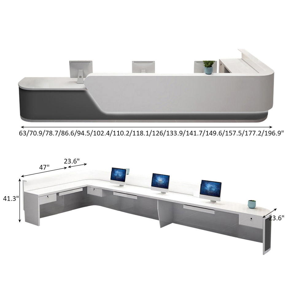 Modern Office Reception Desk with Curved Corner JDT-2065