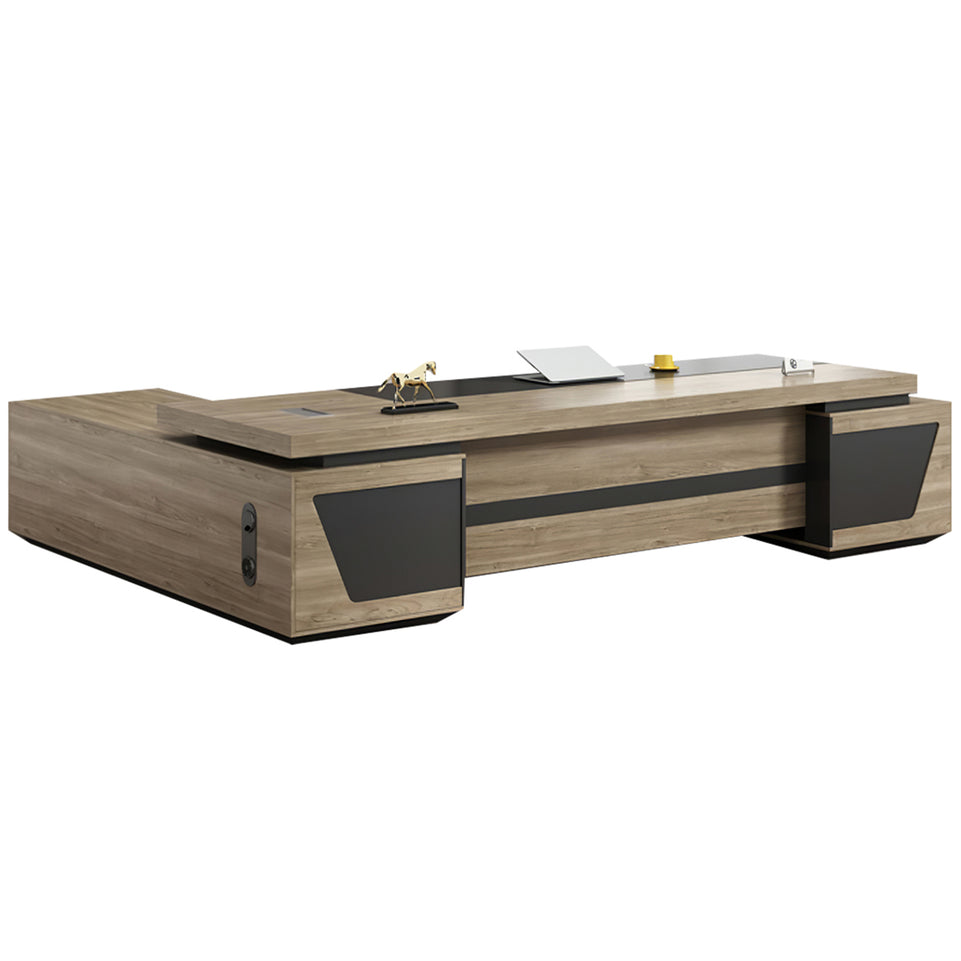 Modern L-Shaped Executive Desk with Drawers and Cabinet LBZ-2091