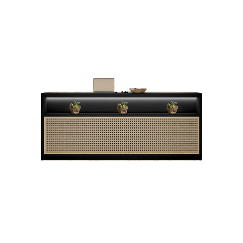 Rattan Front Desk with Display Window and Custom Logo for Reception JDT-10162