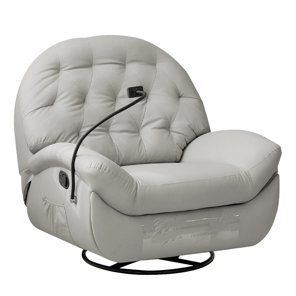 Light Gray Half-Round Backrest Recliner Sofa with Phone Holder DDSF-2007(In Stock)
