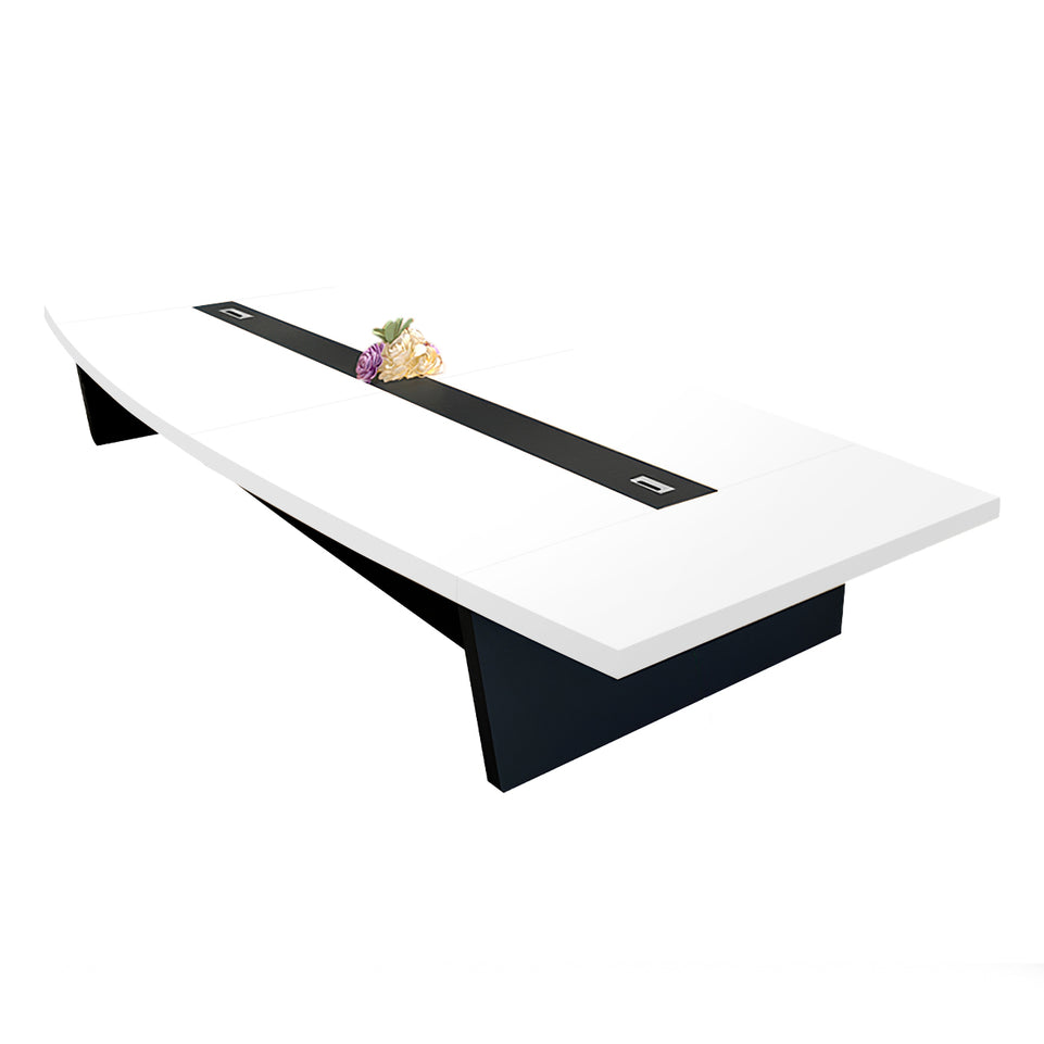 Modern Boat-Shaped Conference Table with Cable Management Ports HYZ-2034