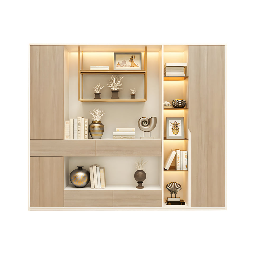 Modern and Stylish Executive Desk with Skirt Panel and Side Cabinet of Natural Finish LBZ-10195