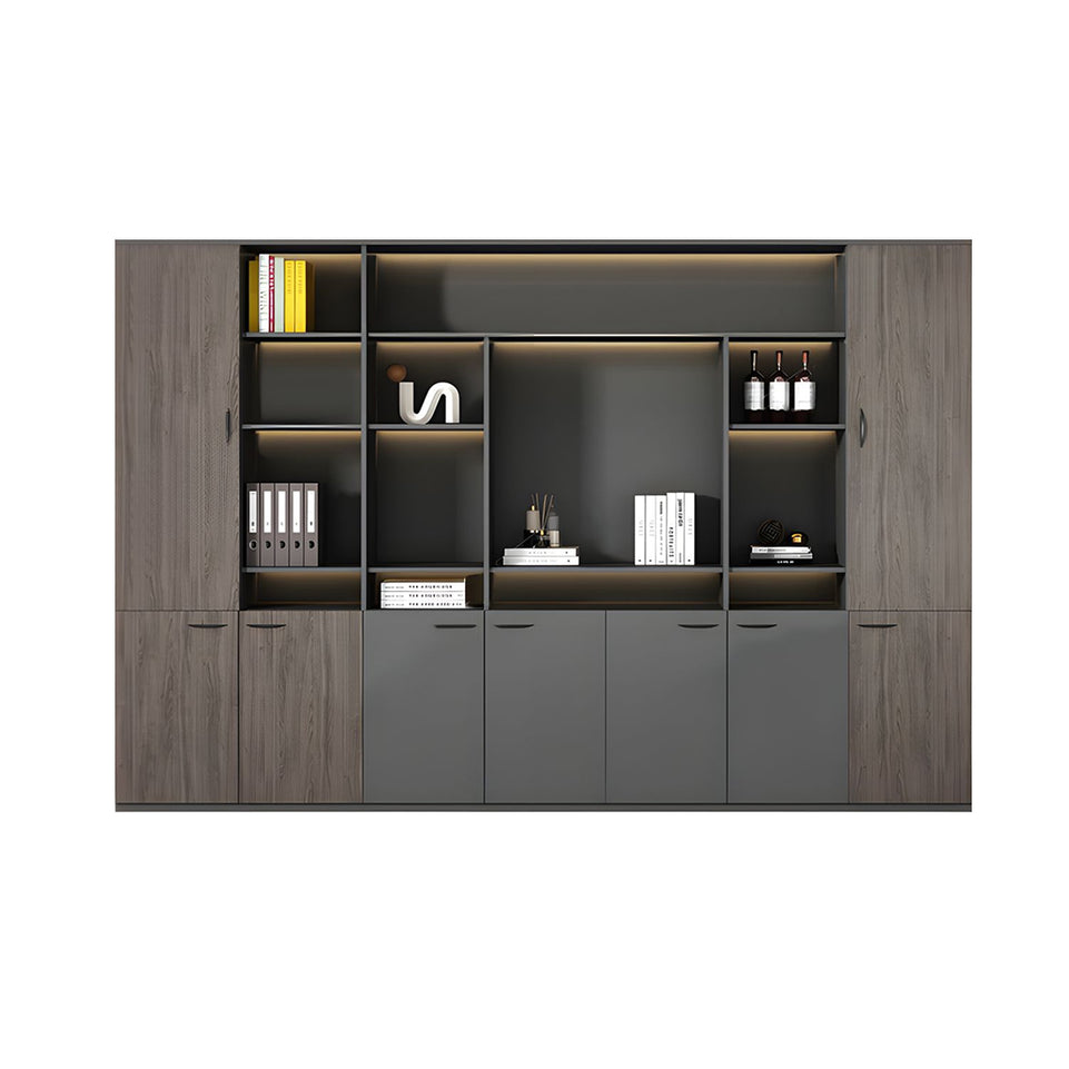 Elegant Executive File Cabinet, Solid Wood Office Background Cabinet, Archival Bookcase with Spacious Open Storage and Premium Hardware WJG-2109