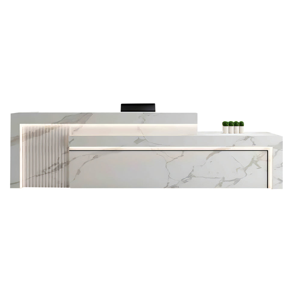 Salon Reception Desk 63-134 in Wide with LED Lighting & Transaction Counter for Salon