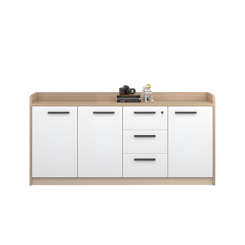 Premium Wooden Floor-Standing Office Tea Cabinet With Lockable Drawers And Spacious Storage For Office Essentials CWG-2163