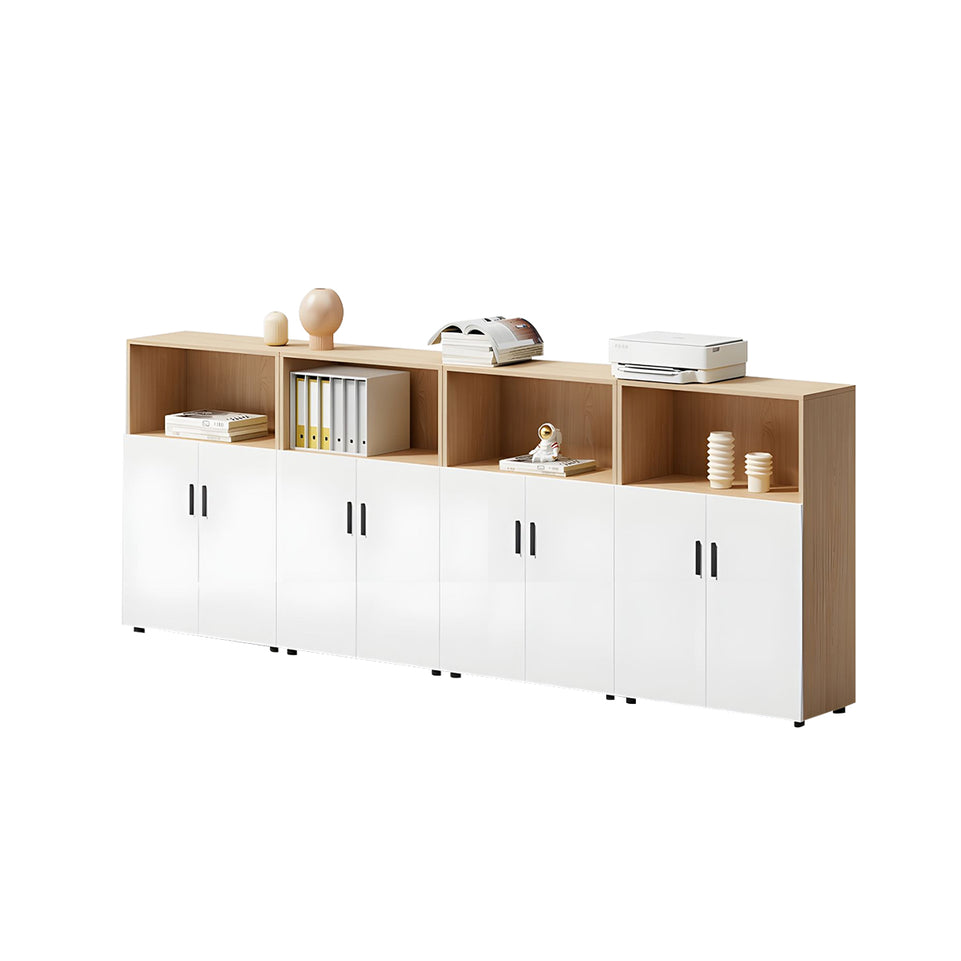 Modern Office Cabinet with Ample Storage, Wooden Floor-Standing Cabinet, Partitioned Storage, Quiet Hinges, and Sleek Aluminum Handles CWG-2174