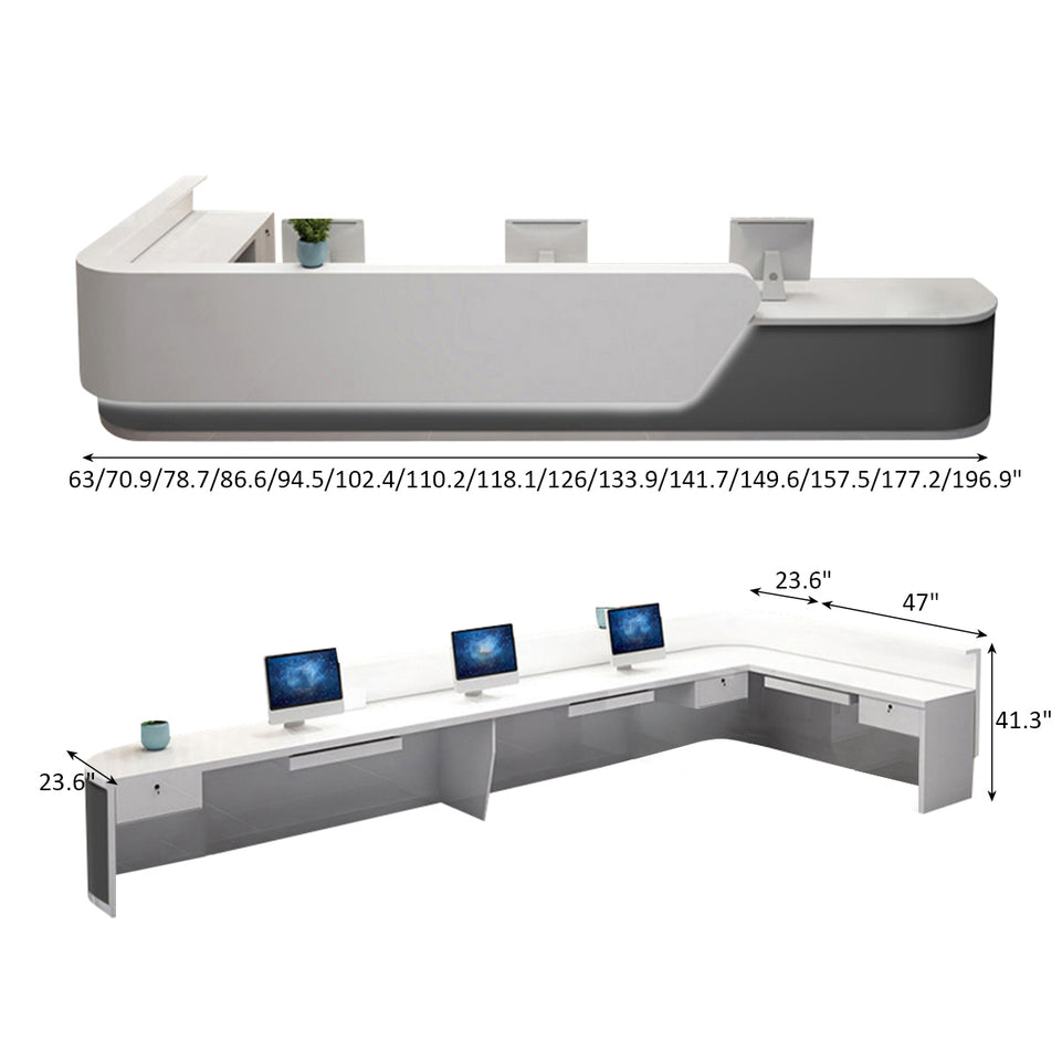 Modern Office Reception Desk with Curved Corner JDT-2065