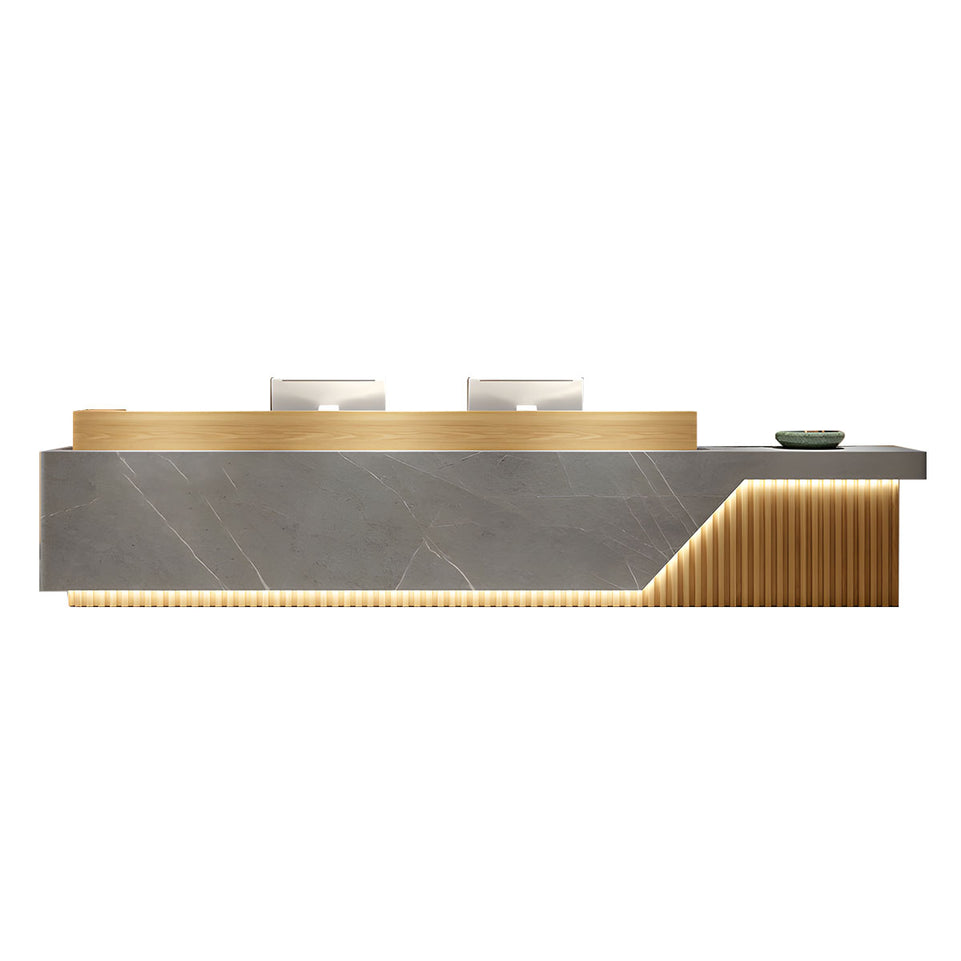 Color-Blocked Straight Integrated Reception Desk with Large Storage for Hotels and Offices JDT-1094