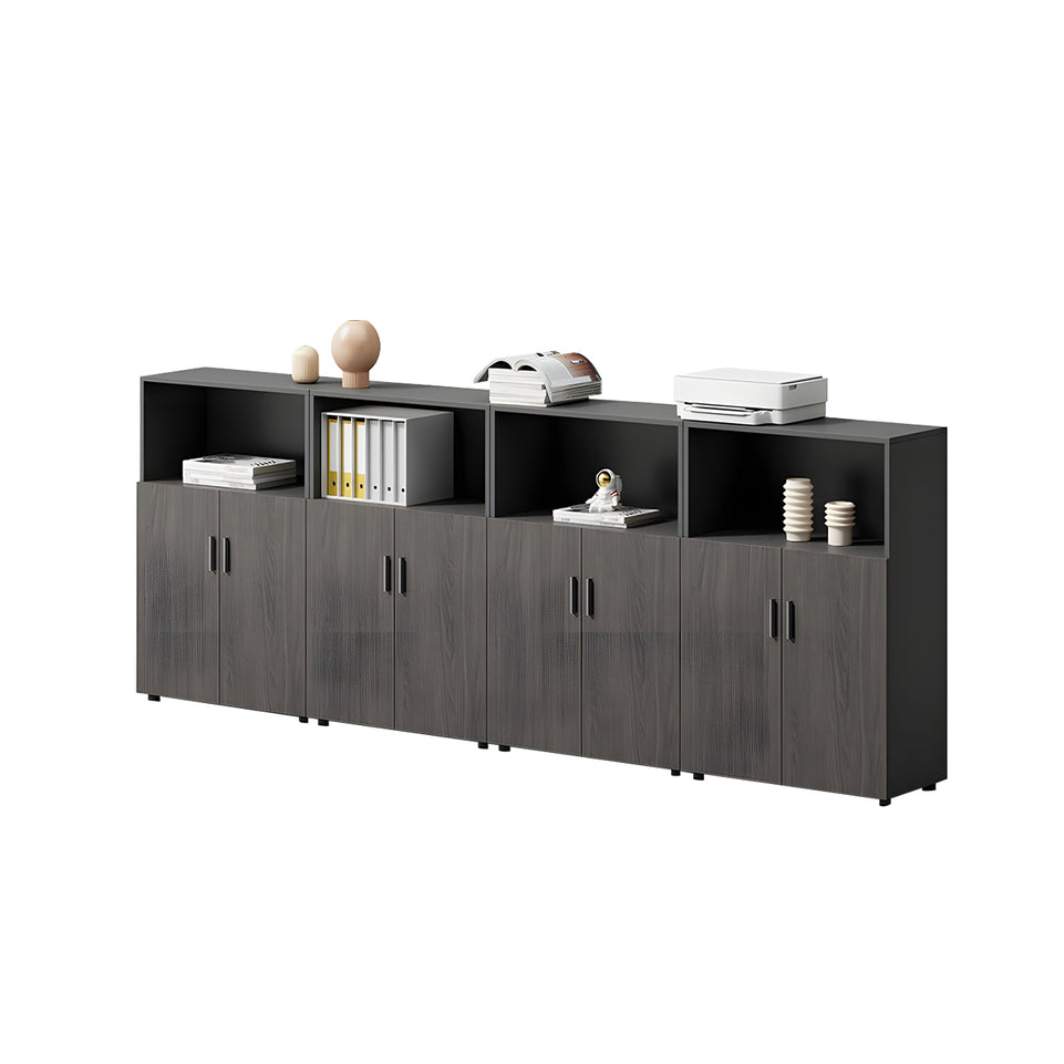 Modern Office Cabinet with Ample Storage, Wooden Floor-Standing Cabinet, Partitioned Storage, Quiet Hinges, and Sleek Aluminum Handles CWG-2174