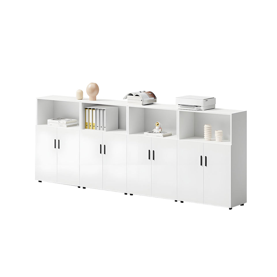 Modern Office Cabinet with Ample Storage, Wooden Floor-Standing Cabinet, Partitioned Storage, Quiet Hinges, and Sleek Aluminum Handles CWG-2174