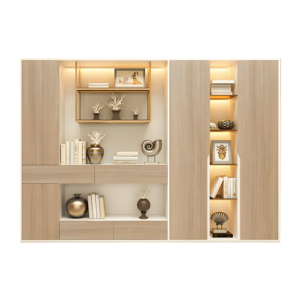 Modern and Stylish Executive Desk with Skirt Panel and Side Cabinet of Natural Finish LBZ-10195