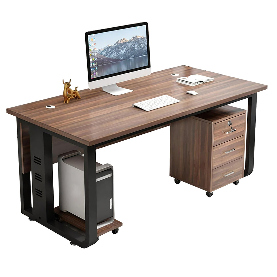Office desk simple modern computer Boss Desk With Chest Of Drawers LBZ-10142