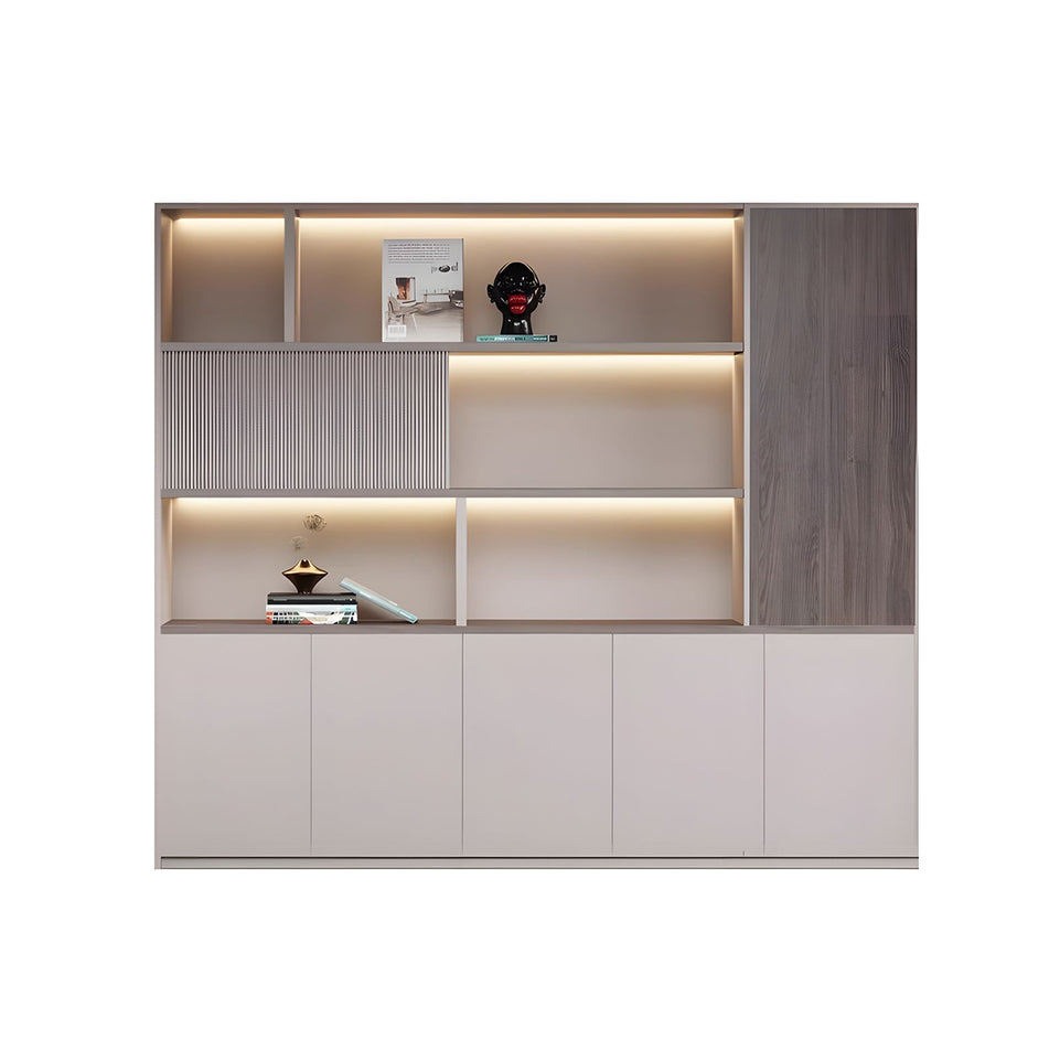 Premium Executive Office Wooden Cabinet with Shelves, Lockable Compartments, and Sliding Doors for Workplace Organization WJG-2182